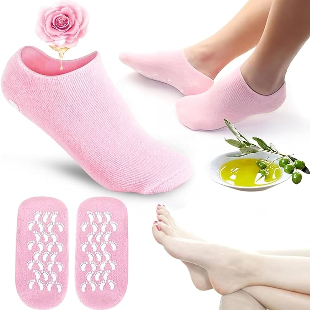 All4U Silicone Socks Gel Heel Socks Moisturizing Socks Heel Gel Sock Cracked Heel Repair Pad Ultra-Soft Moisturizing Socks Pain Relief Socks Women Foot Care Socks Gel Socks For Dry Cracked Feet