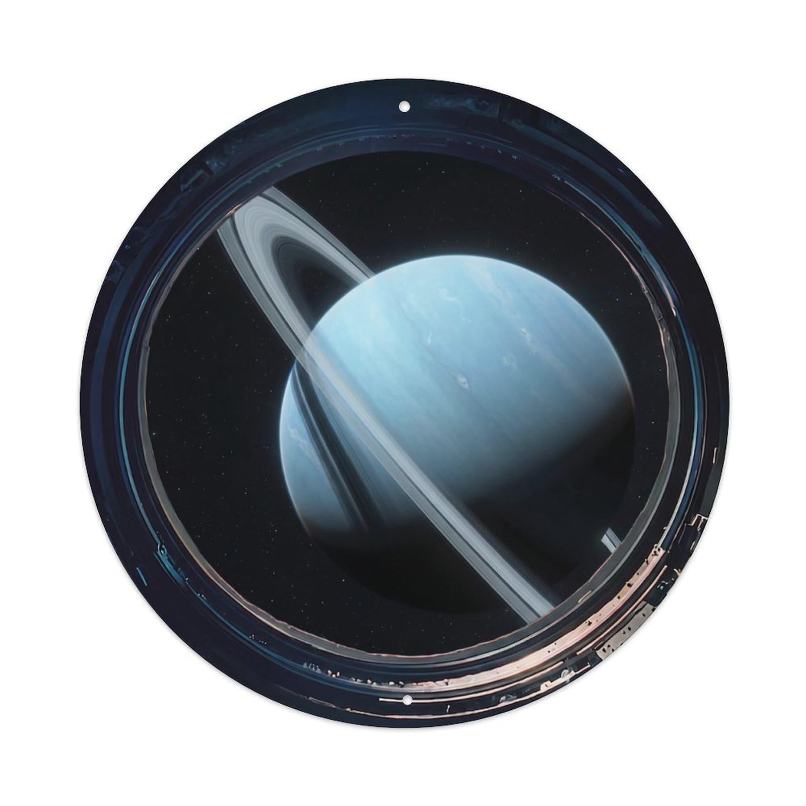 Ringed Ice Giant Porthole View Metal Tin Sign