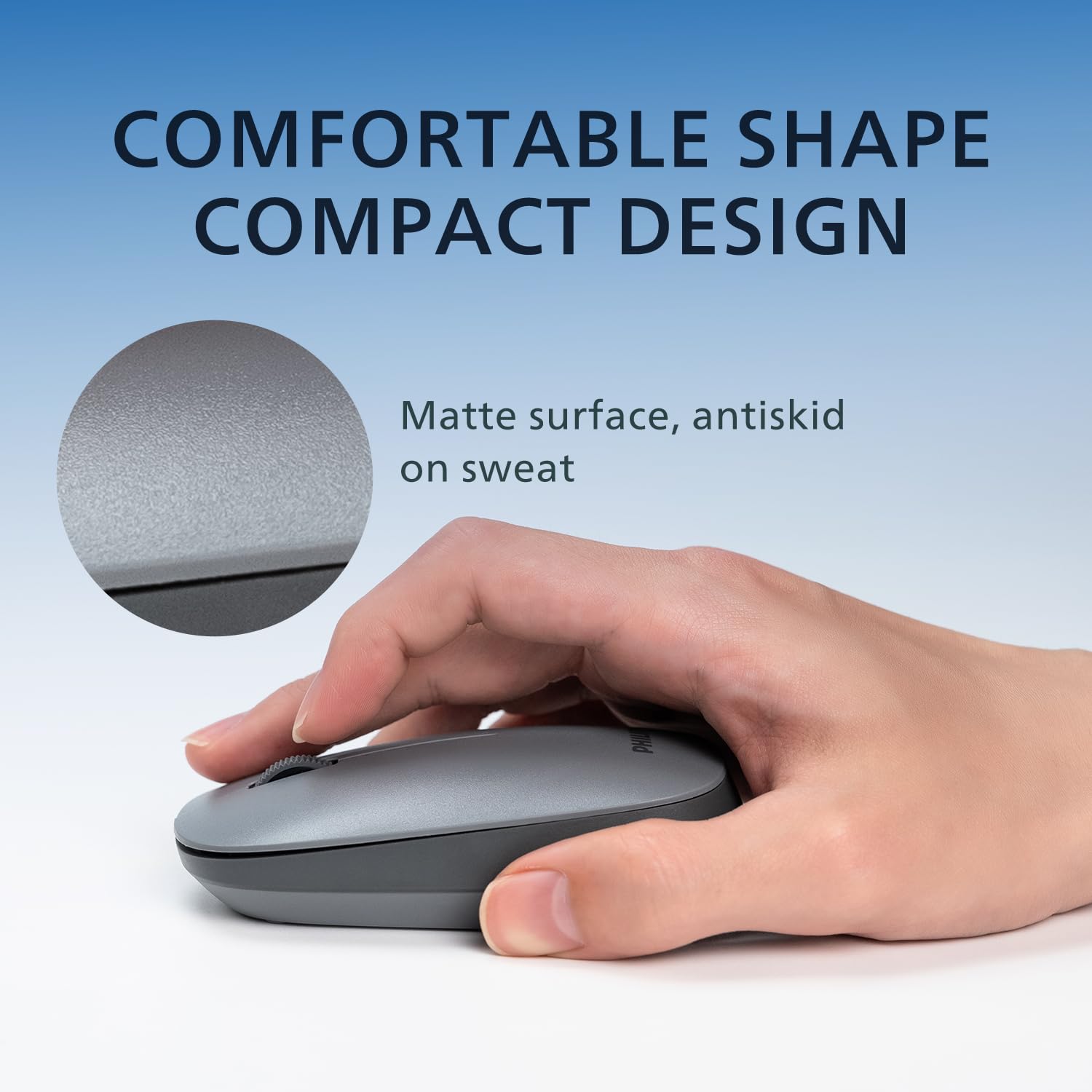 PHILIPS Professional Business Wireless & Bluetooth Silent Mouse - Classic 3-Button Design, 1600 DPI,3-Channel Technology Pebble Mice - Slimmer & Lighter, Comfortable & efficient for PC/laptops/Pad