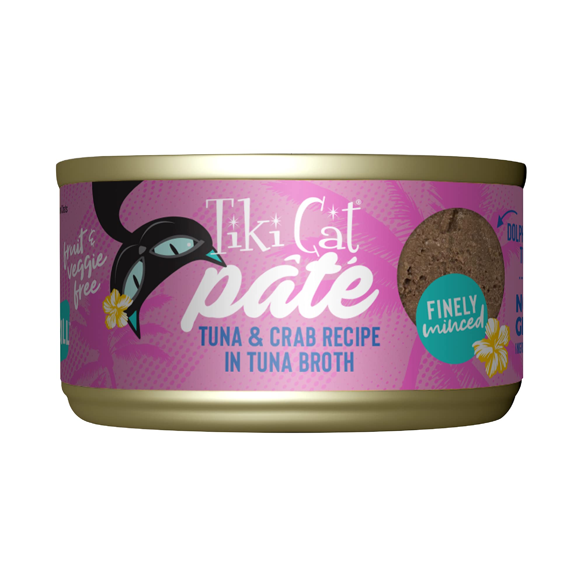 Tiki Cat Grill Pâté, Tuna & Crab, High-Protein and 100% Non-GMO Ingredients, Wet Finely Minced Cat Food for All Life Stages, 2.8 oz. Cans (Pack of 12)