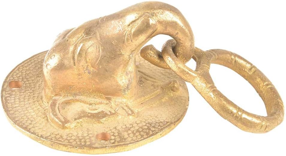 Indian Shelf Elephant Face Brass Door Knocker for Main Door - Georgious Front Door Decoration Items - Multicolor Door Accessories Items - 5.08 Cm