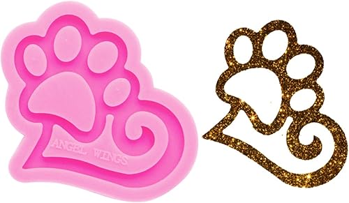 Llavero con forma de corazón y pata de oso brillante y brillante, molde de silicona, moldes de resina epoxi, moldes de joyería de silicona, moldes