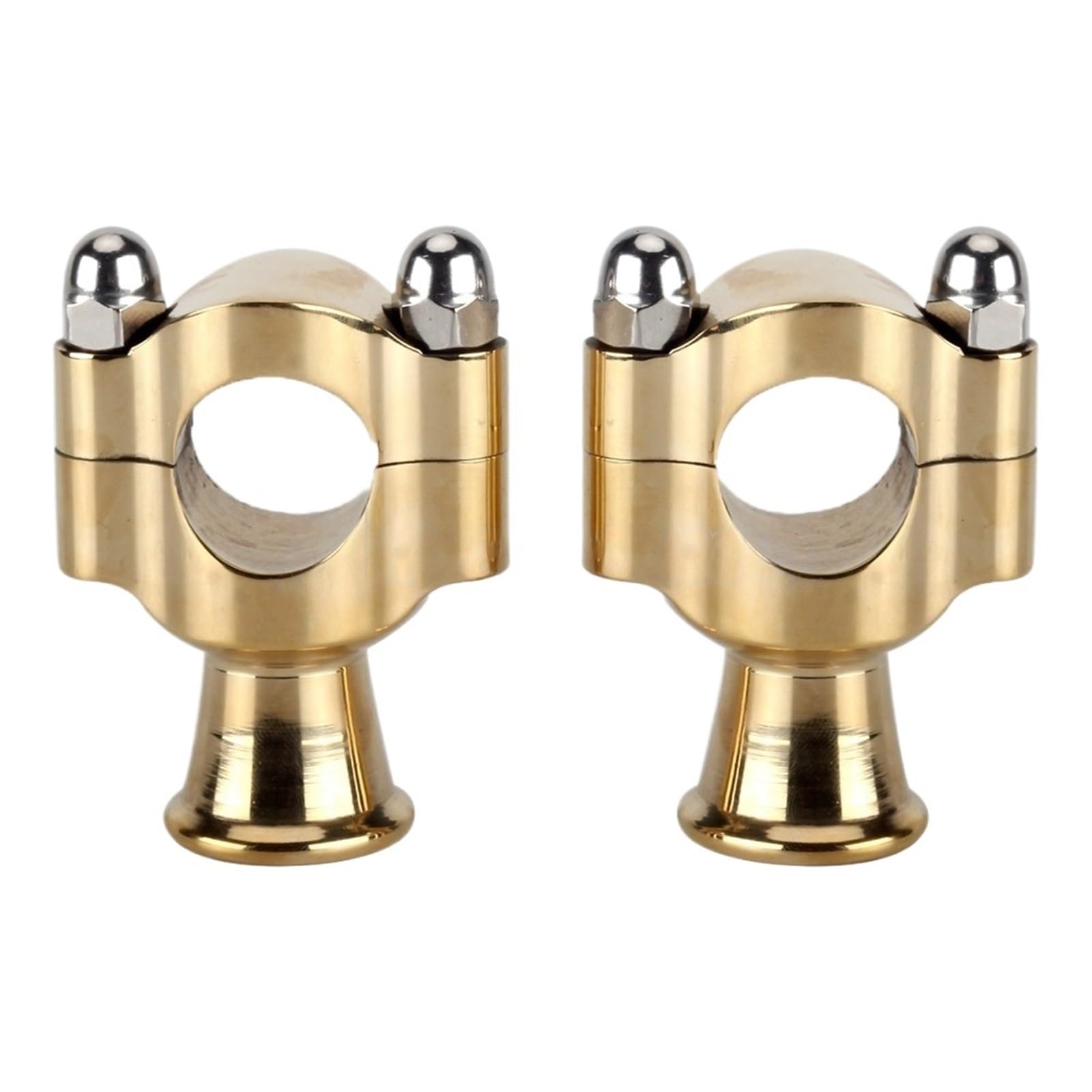 KWEZ 1Pair Universal Motorcycle 25mm Handle Bar Clamp 1inch Handlebar Risers Fit For Chopper Bobber Custom(Brass)