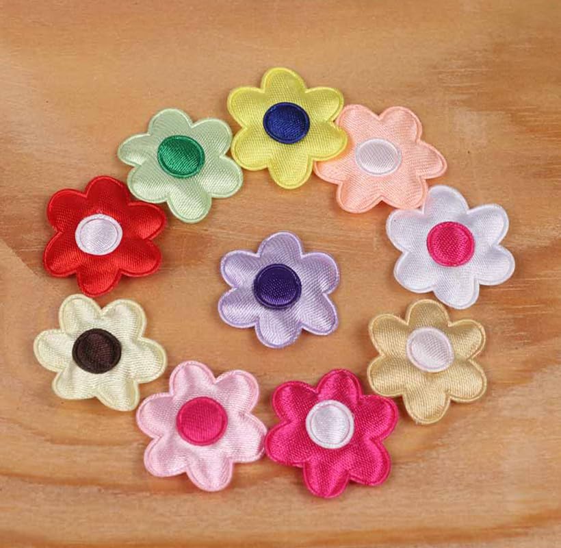 Image of YYCRAFT Pack of 100pcs Satin Flower w /Center 1″-10 Colors