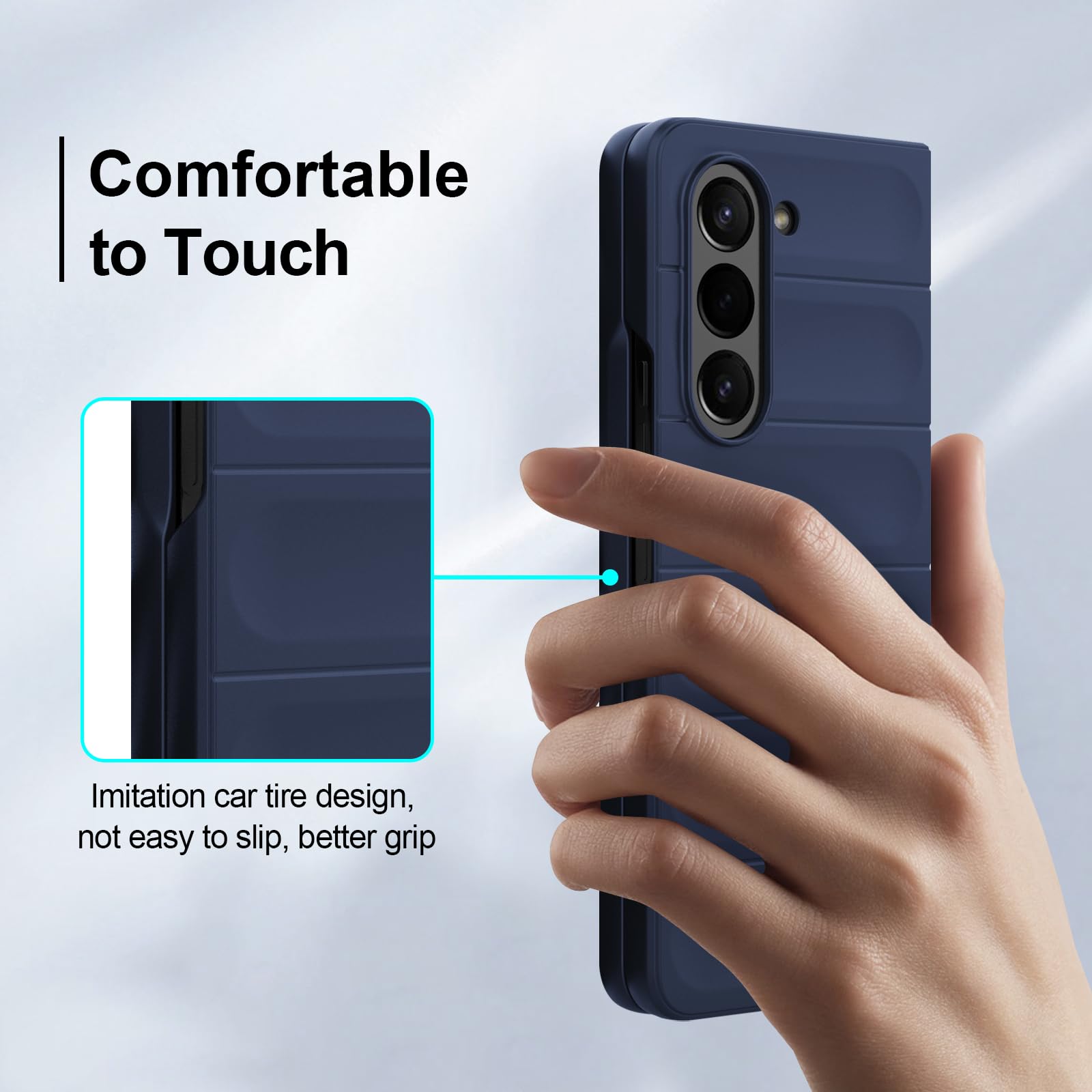 Case for Samsung Galaxy Z Fold 5, Hard PC Slim Fit Bumper Case, Anti-Scratch Shockproof Protective Phone Cover, Blue — view 3