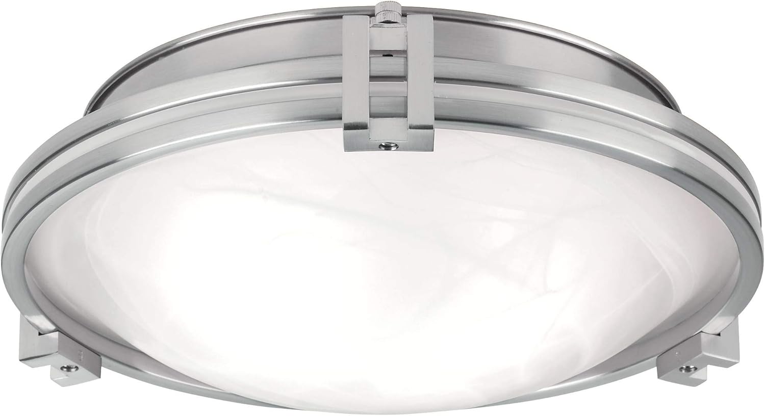 Possini Euro Design Deco Modern Close to Ceiling Light Flush Mount Fixture 12 3/4" Wide Brushed Nickel Marbleized Glass Bowl Shade for Bedroom Hallway Living Room Dining Room Bathroom Kitchen