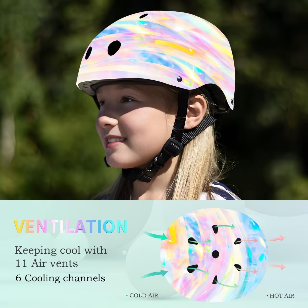 Casque de vélo réglable pour skateboard, casque de vélo et coussinets pour enfants de 5 à 8 à 14 ans, garçons et filles, casque avec genouillères, coudières, multi-sports, scooter, patin à