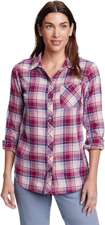 T-shirt Eddie Bauer Raglan Femme M - Manches Longues Violet - Coton Mélangé