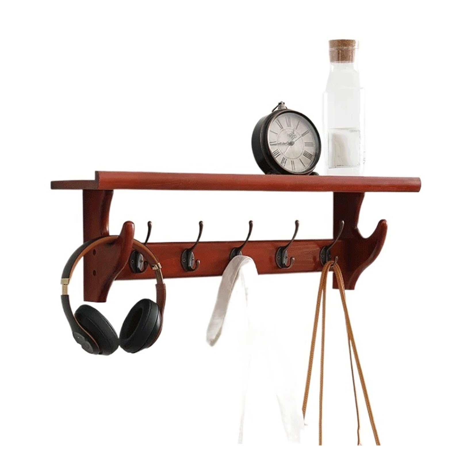 Yqinqin83b Red Coat Hangers Wood Wall-Mounted Coat Rack, Shelving Unit, Modern Minimalist, Bedroom Hooks, Home Use For Bedroom(,Small)