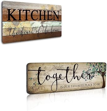 SAC SMARTEN ARTS Rustic Printed Wood Plaque Sign Kitchen Wall Hanging Decor Love Sign