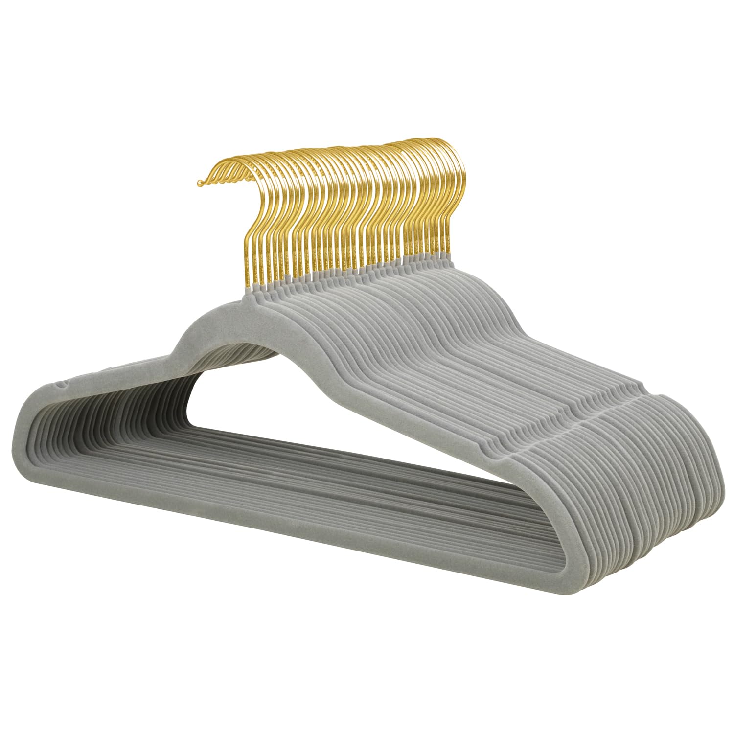 Cintres en velours gris gain de place pour suspendre chemises et robes sans glisser
