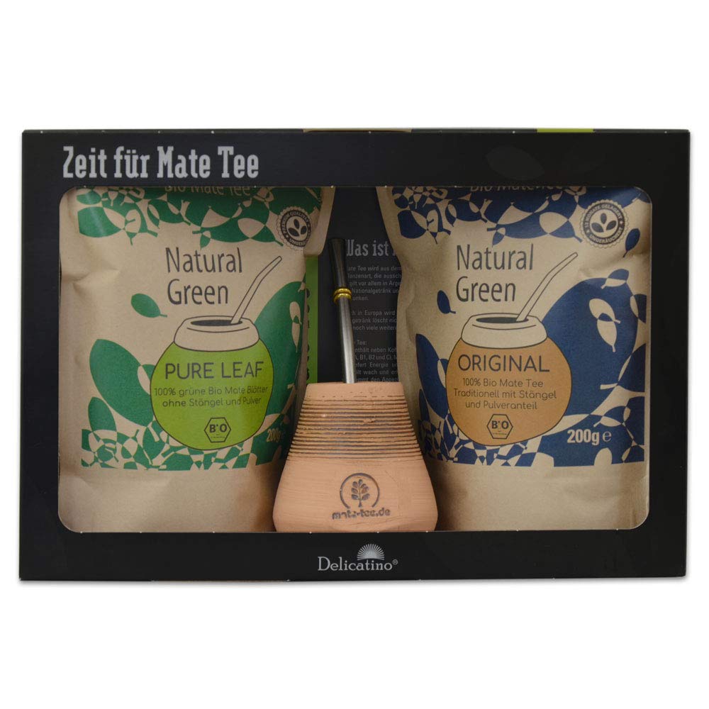 Mate Original Bombilla Mug Gift Set 17 cm, Ceramic/stainless steel, Black, 11 x 31 x 20 cm