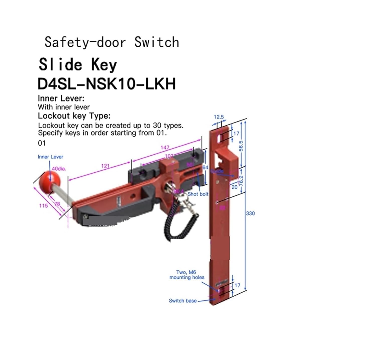 Safety Door Switch Key D4DS-K1 K2 K3 K5 D4SL-NK1 NK2 Sliding Key D4SL-NSK10-LK LKH NK3 NK5(D4SL-NSK10-LK)