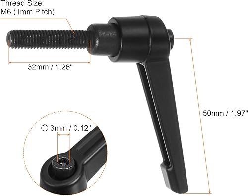 Miniatura 2 de HARFINGTON 8 manijas de palanca de sujeción ajustables M6 x 1.260 in roscas macho perillas de tornillo giratorio bloqueo de trinquete de liberación