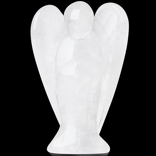 YATOJUZI 3" Clear Quartz Angel Decor Big Hand-Carved Angels Guardian