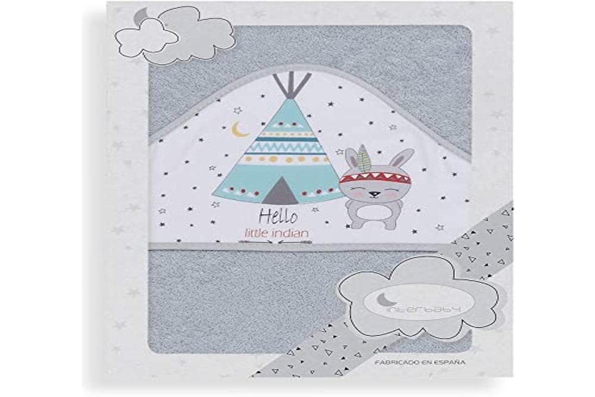 Interbaby 01202-31 TIPI Bear Grey Unisex Bath Cape