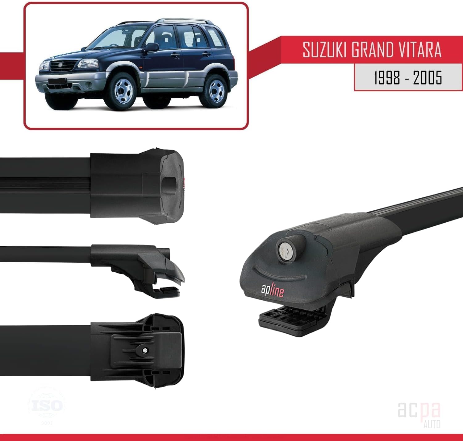 Compatible with Suzuki Grand Vitara 1998-2005 Roof Rack ACE-1 Roof Rack Pack Rack Black