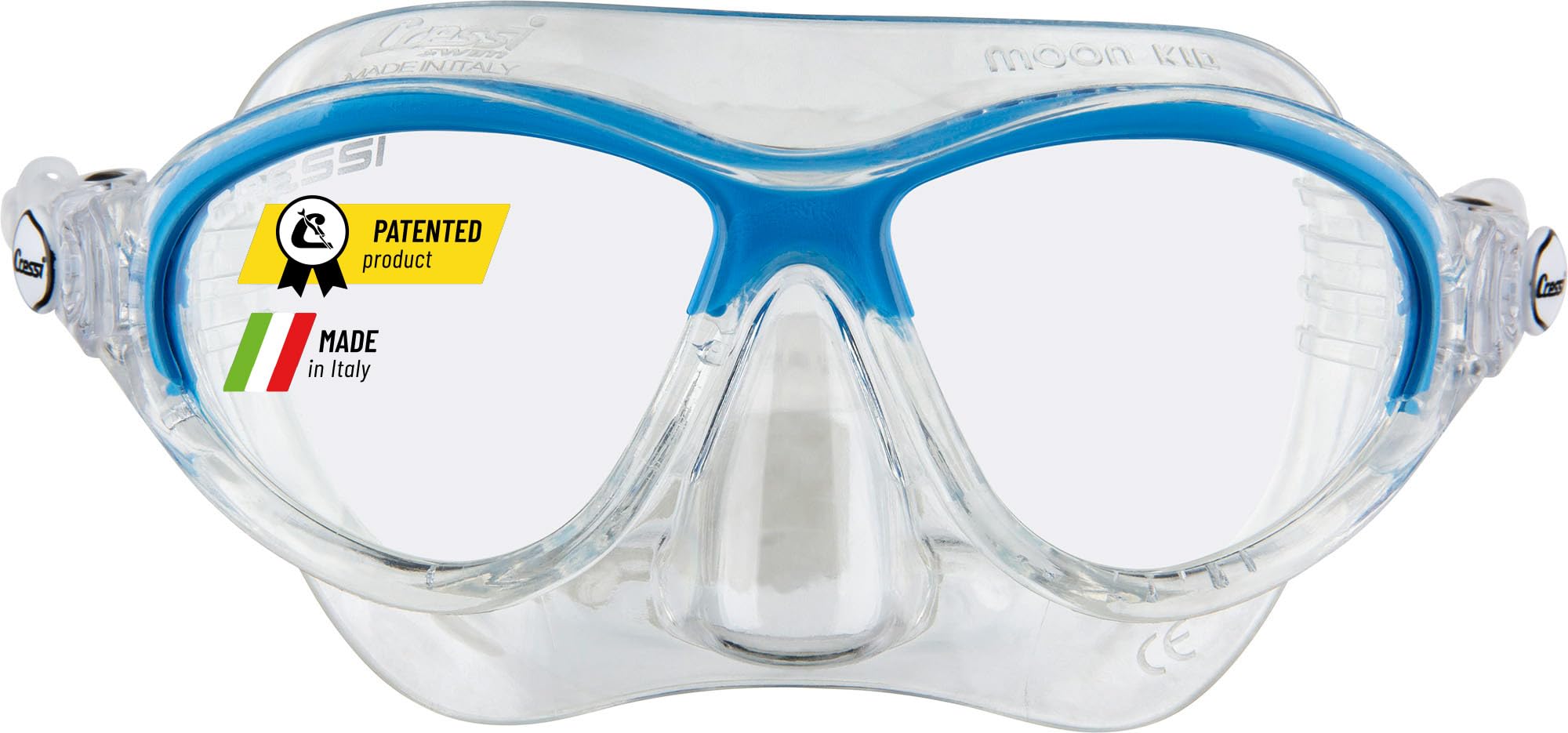 Cressi Kids Moon Snorkeling Mask, Clear/Blue, 7-15 years