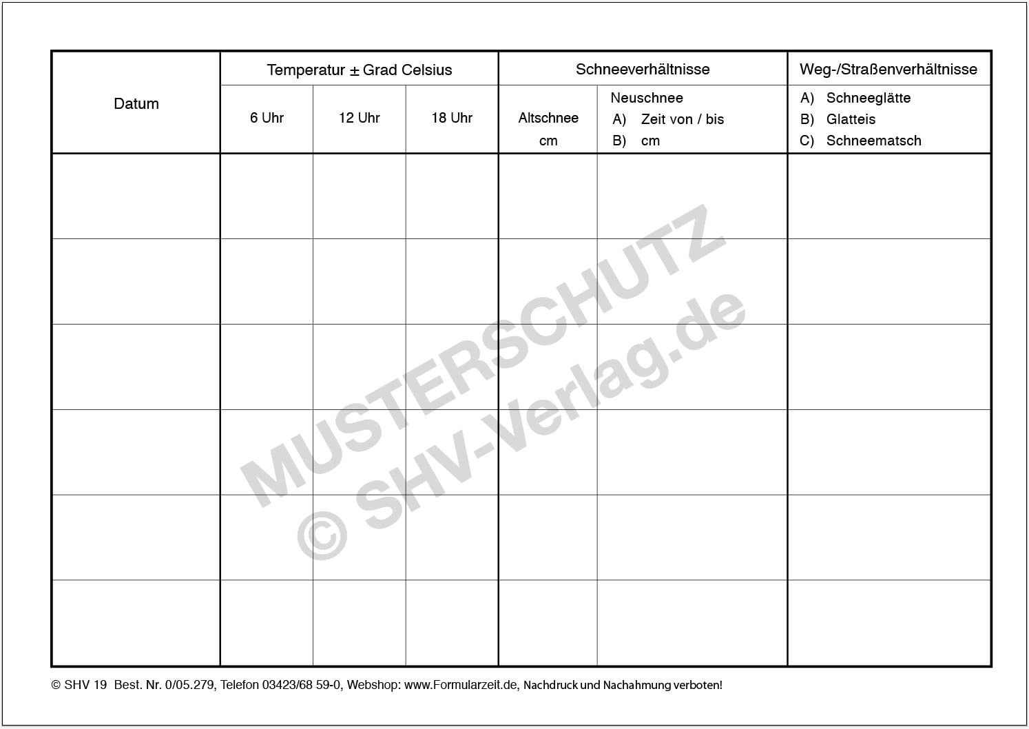 Winterdienst, Streubuch für Gehwege und Gehstraßen, Grundstücke, mit Ringösen zum Abheften, DIN A5