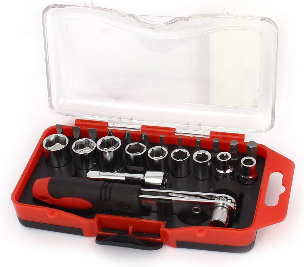 Aexit Chrome-Vanadium Steel Power Fastening Tool Parts & Accessories Screwdriver Socket Ratchet Wrench Tool Kit 23 Screwdriver Sets in 1