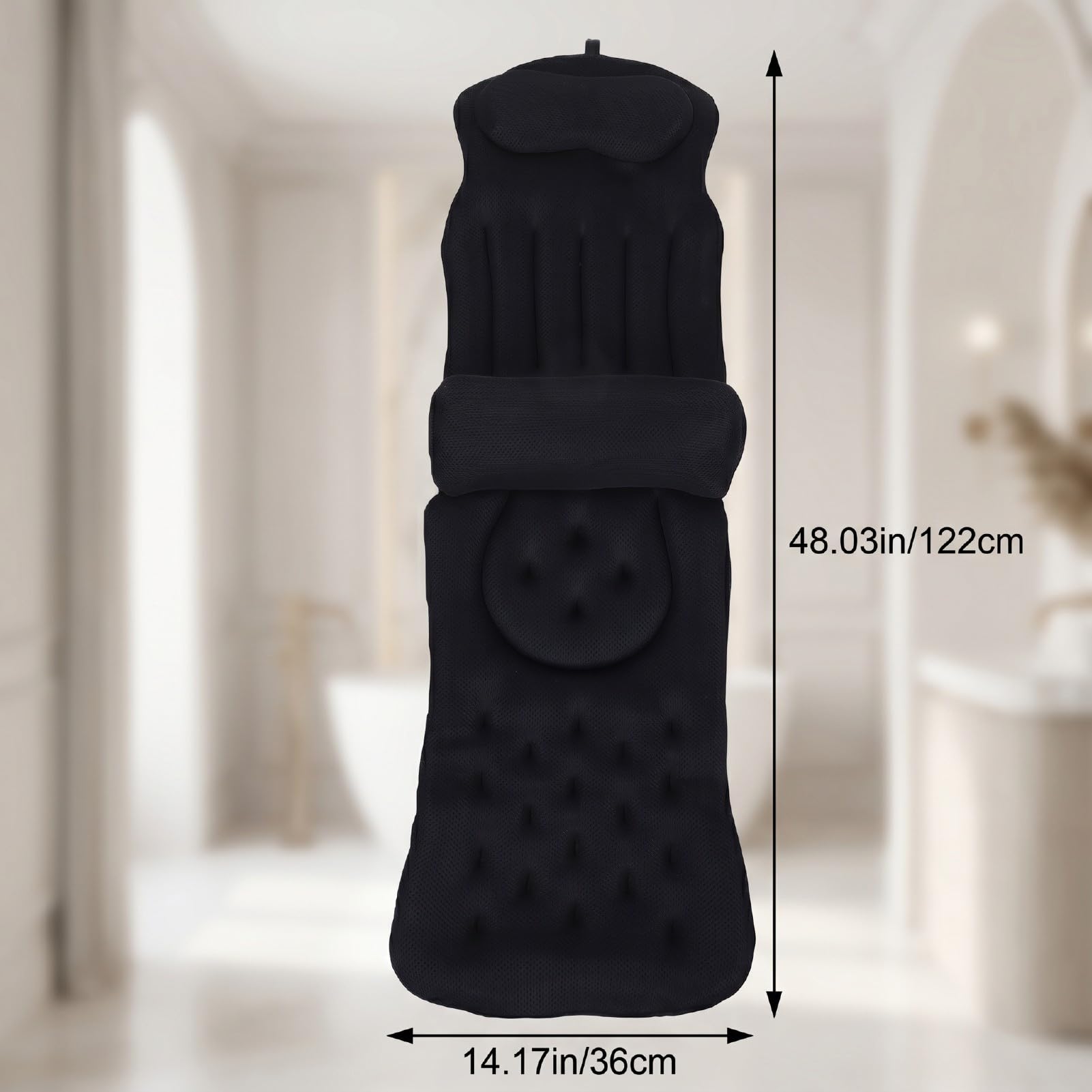 Luocute Poduszka do Wanny na Całe Ciało, Oddychające Powietrze 5D z Podparciem Lędźwiowym (BLACK)