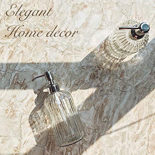 Jasai 18 Oz Clear Glass Soap Dispenser With Rust Proof Stainless Steel Pump, Refillable Liquid Hand Soap Dispenser For Bathroom, Premium Kitchen Soap Dispenser (Clear) #TOP6