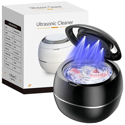 Estuche ultrasónico de limpieza de dentaduras UV, máquina limpiadora ultrasónica mejorada, máquina limpiadora de retenedores para guardias