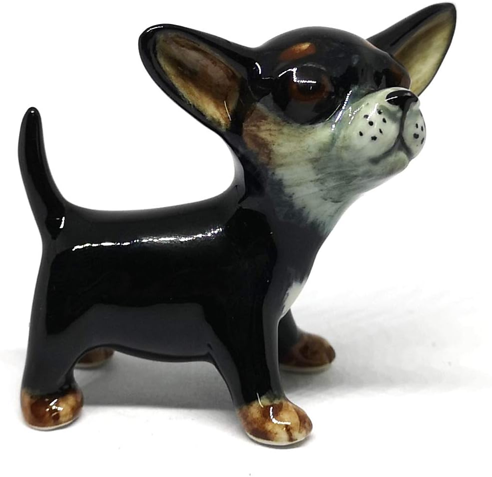 Handmade Ceramic Black Chihuahua Figurine, Shelf Decor image 2