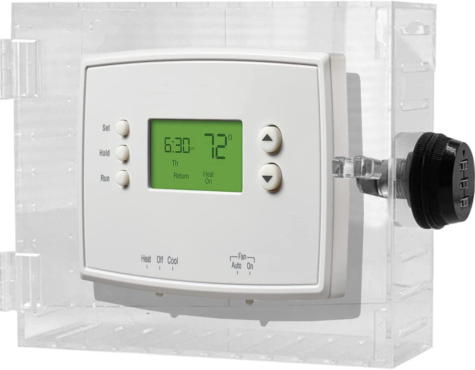 Universal Large Thermostat Guard with Combination Lock for Wall,Clear Thermostat Lock Box with Changeable Code Combination Lock,Fits Thermostats6.3" x 5.5" x 2.4" or Smaller (1 PCS)