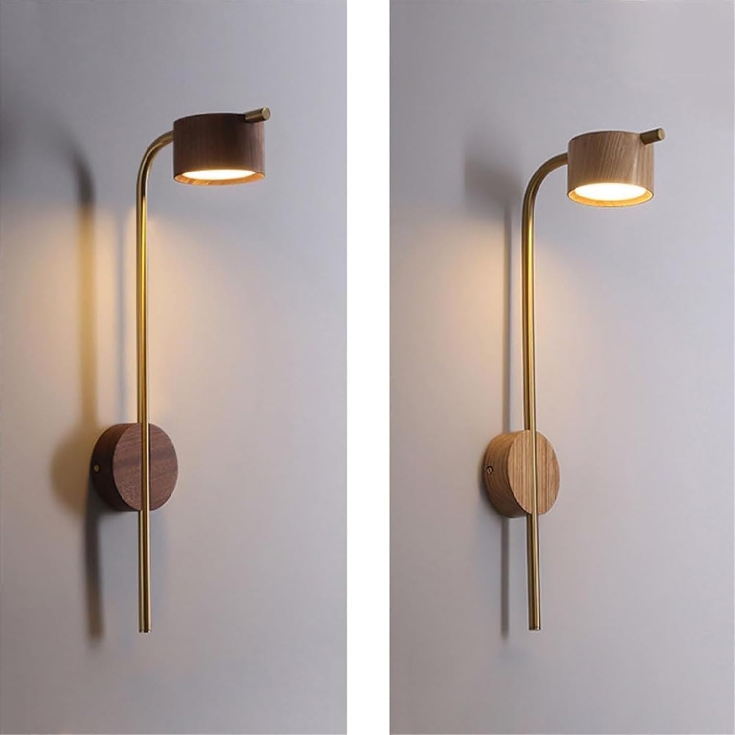 Lampada da Parete retrò in Noce Interamente in Rame, Applique circolari in Stile Giapponese a Tre Colori dimmerabili per Camera da Letto, Comodino, Bagno, specc,Log