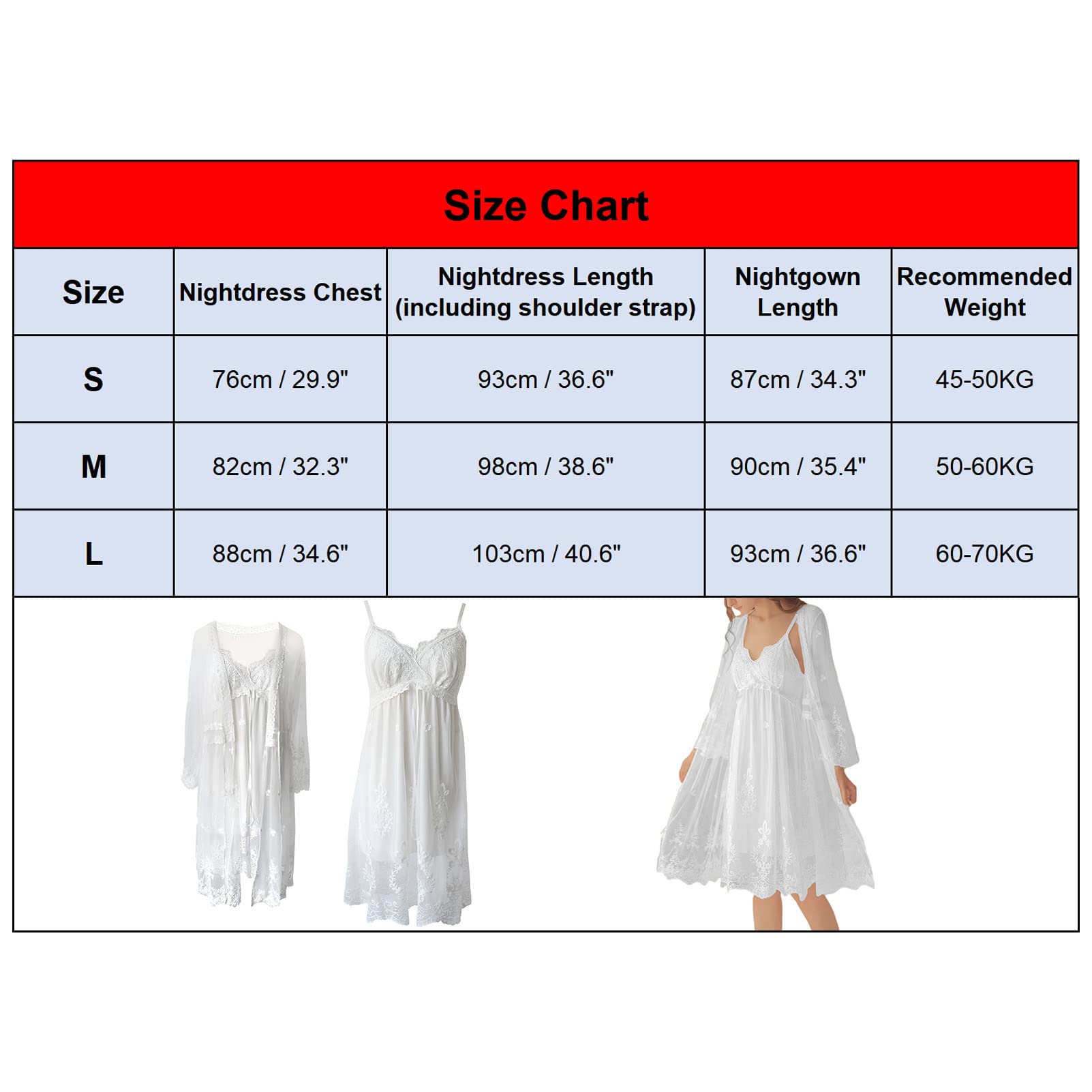 Donna 2 Pezzi retrò Set di Camicia da Notte con Scollo a V e con Cinturino Regolabili e Vestaglia Elegante Abbigliamento da Notte per Sposa Nozze Festa & Loungewear