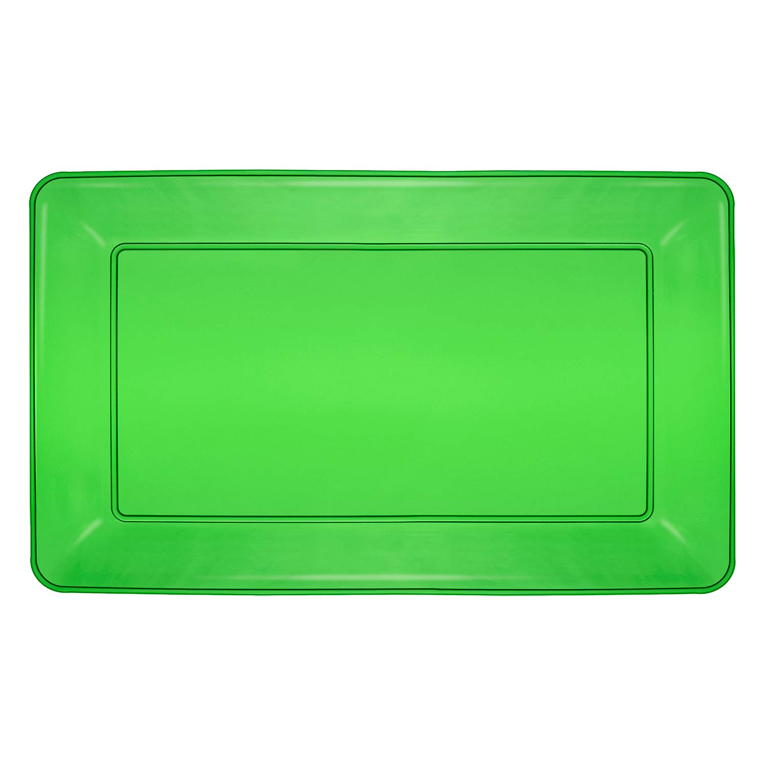 Party EssentialsHeavy Duty Hard Plastic 12 x 18-Inch Rectangular Serving Tray, Neon Green, 3-Count