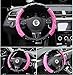 Follicomfy Comfort Leather Auto Car Steering Wheel Cover,Anti Slip Universal 15 Inch,Black&Pink
