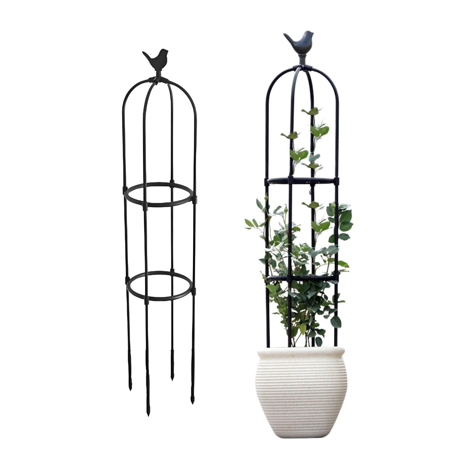 Obelisco de Jardín para Plantas Trepadoras, Enrejado Metálico 85 115 125 145 175 205cm Soporte Resistente a la Intemperie Para Plantas, Obelisco para Clemátide Glicina(Black,32 x 175cm/12.6 x 68.9in)