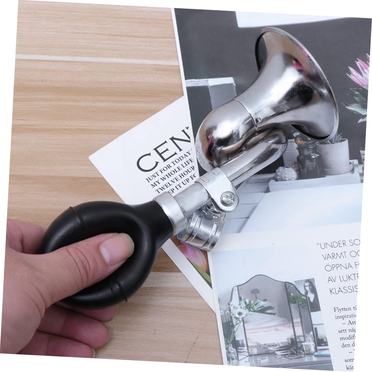 Anneome Loud Bike Horn Snail Trumpet Air Horn Rubber Bulb Aluminum Alloy Construction