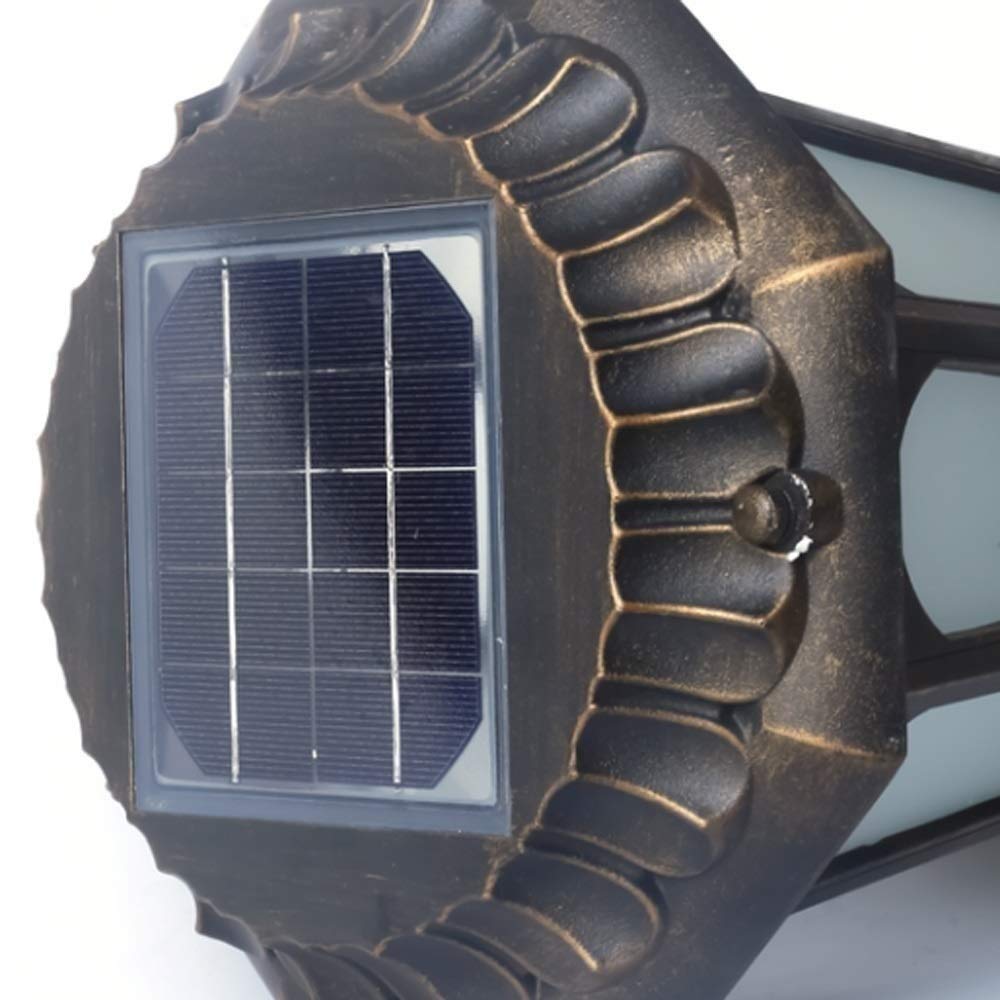 Faro A Colonna Solare Vintage per Esterni, Impermeabile, per Uso Domestico, Luce Stradale, Luce per Porta, Lampada da Terra in Alluminio E Vetro, Luci per Portico E