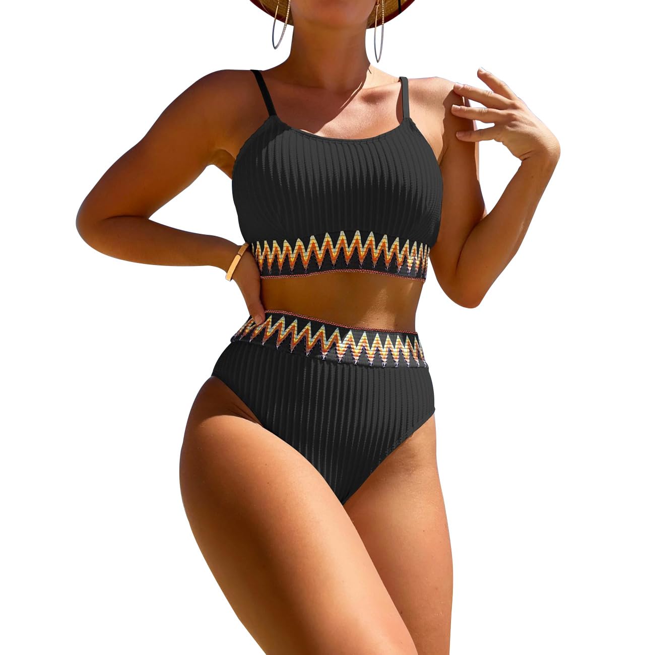 TOEECY Conjuntos de Bikinis para Mujer Estampado Push Up Cintura Alta Traje De Baño Acolchados Retro Bañador 2 Piezas Bikinis Viajes Playa La Natacion