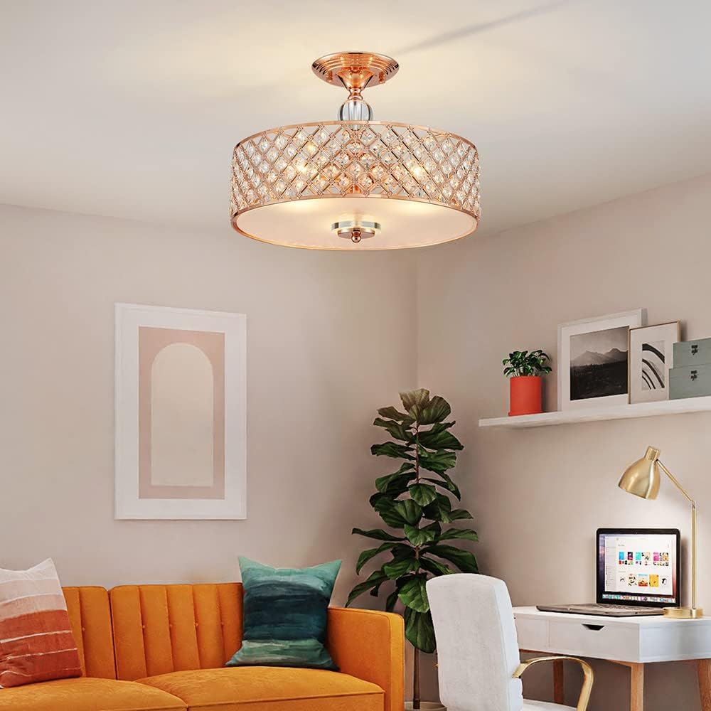 Saint Mossi Moderna Lampada Da Soffitto Lampada Da Soffitto In Cristallo Misto Oro Rosa Metallo Paralume Lampada Per Soggiorno Lampada Per Camera Da Letto Illuminazione Per Interni Diametro 40cm