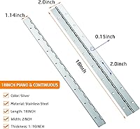 Vista 2 de 2 piezas de bisagra de piano de acero inoxidable de 2" x 18", bisagra de piano resistente de 0.060" / 1/16” de espesor con agujeros, bisagras