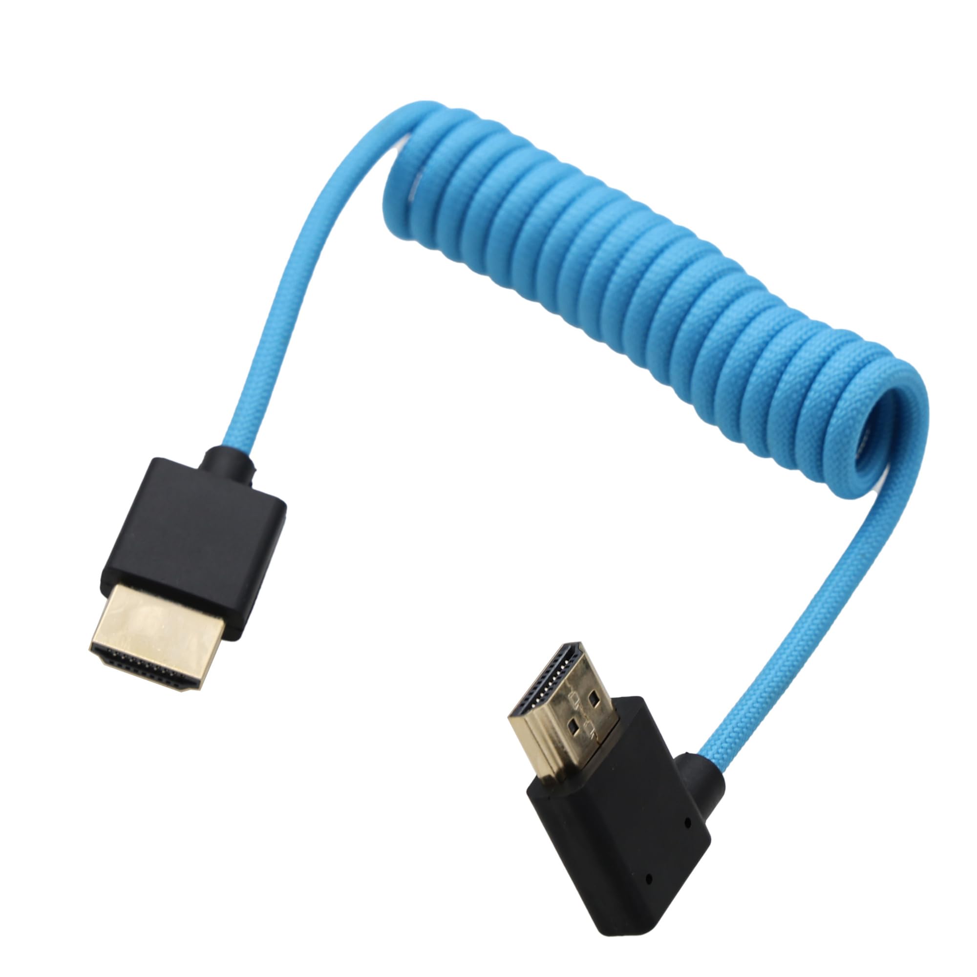 HangTon Cable de video HDMI 8K 4K ProRes Raw para ATOMOS Ninja V Shinobi, Sony A7RV A7IV FX3 FX30, Canon C80 C70 R1 R5 Mark II, Fujifilm Fuji GFX100 II, X-H2, trenzado azul en espiral