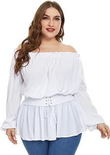 Hanna Nikole Womens Plus Size Renaissance Blouse Off Shoulder Trumpet Sleeve Peasant Tops Price In India