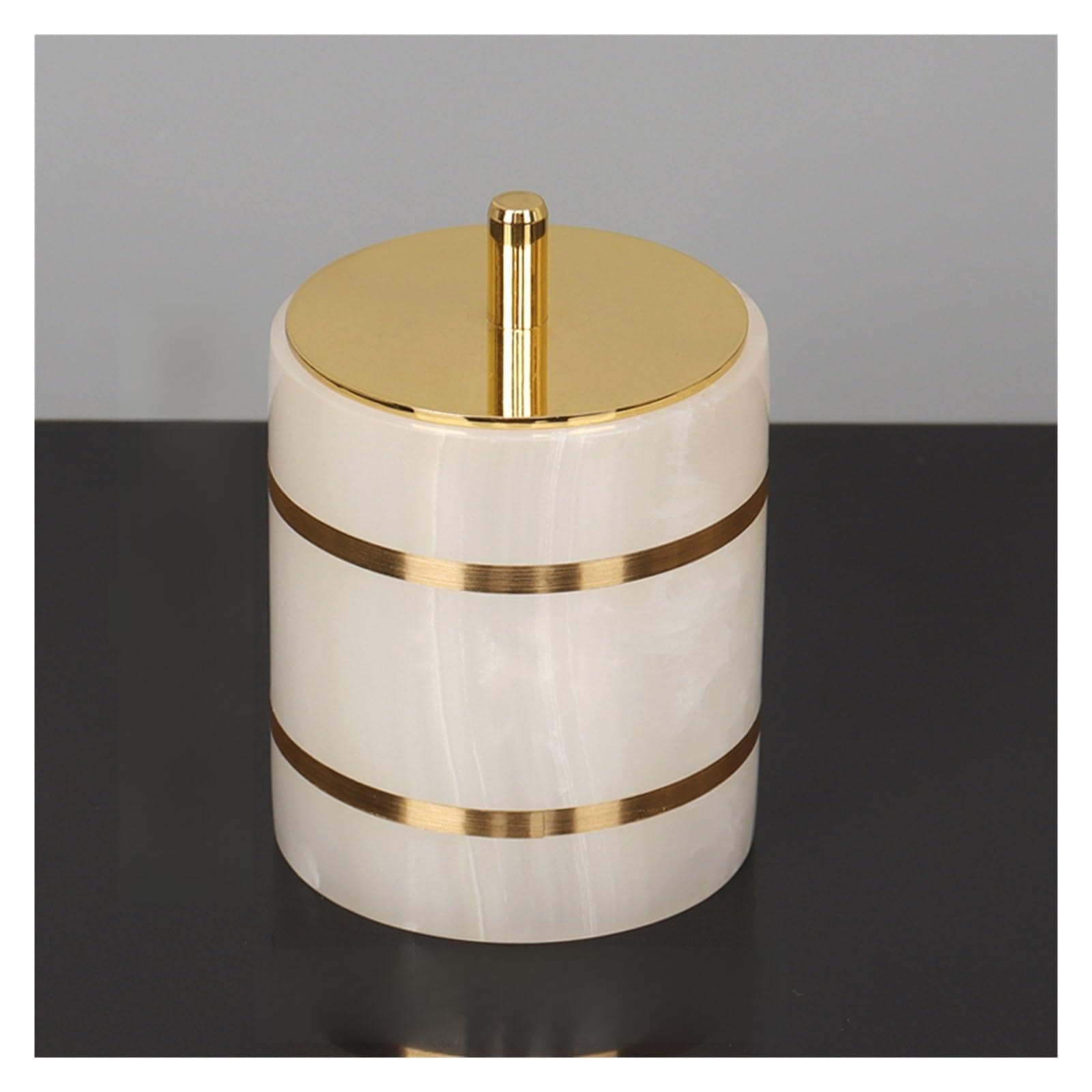 Soap And Toothbrush Holder Sets White Natural Marble Bathroom Accessories Luxury Golden Soap Dispenser Toothbrush Holder Soap Dish Tray Set for Bathroom(Cotton swab can B)