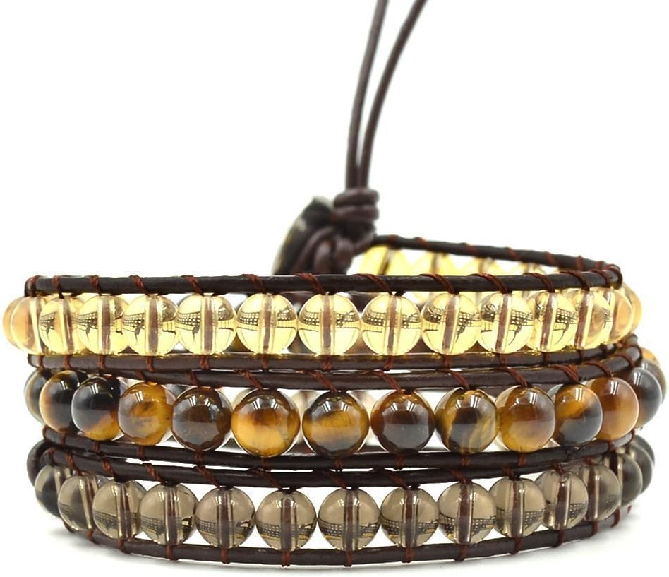 Crystals and Healing Stones Bracelet Citrine Tiger Eye Smoky Quartz for Anxiety Depression Stress