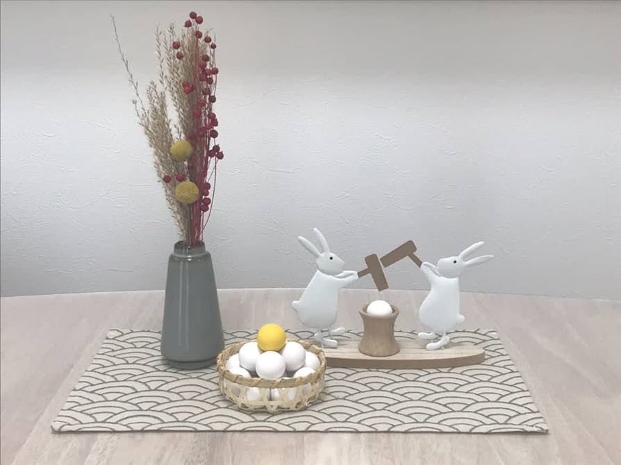 新品　サリュ　餅つきうさぎオブジェ　お月見　4点 新品 サリュ 餅つきうさぎオブジェ お月見 4点 サリュ】8月12日（