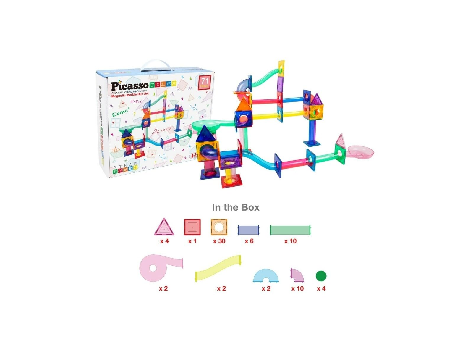 Picasso Tiles Magnetic Circuit 71 Pieces, Black, White, 9.5 cm x 30 cm x 35.5 cm - Image 2
