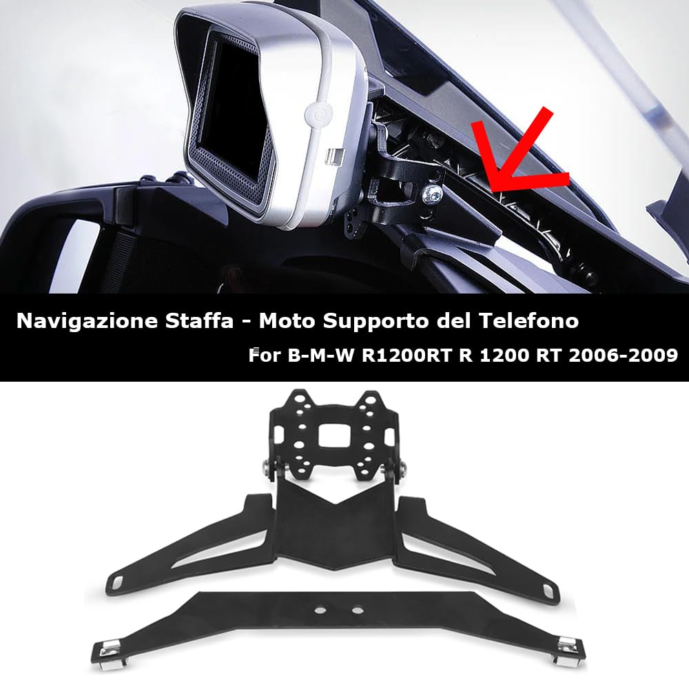 R1200RT uchwyt nawigacyjny do motocykla, uchwyt do telefonu komórkowego GPS do R1200RT R 1200 RT 2005 2006 2007 2008 2009-czarny