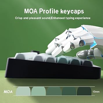 Sunzit PBT Keycaps,132 Keys MOA Profile Dye Sub Custom Green Keycap Set for Cherry MX Switches ISO/ANSI UK Layout 104/87/74/61 60 Mechanical Gaming Keyboard