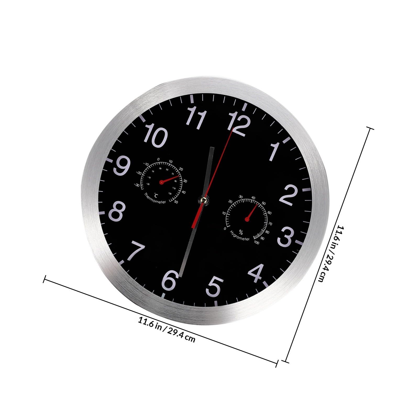 Orologio da Parete Moderno 12 Pollici in Metallo e Vetro Temperatura