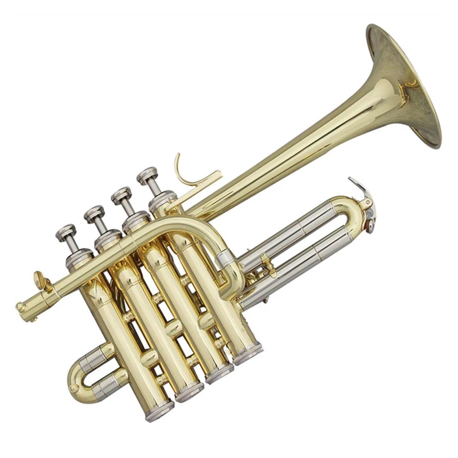 Trompete Professionelle hochwertige Bb-Piccolo-Trompete aus Messing gold- und silberfarben lackierter Trompetenkolben aus hochwertiger Legierung