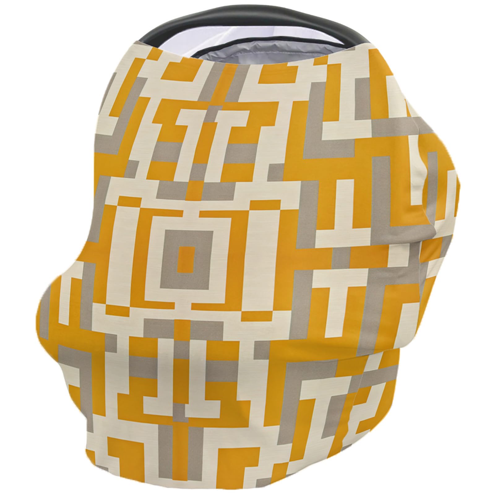 Nursing Cover for Breastfeeding Scarf, Geometric Orange Abstract Baby Car Covers Super Soft Multi Use for Canopy Shopping Cart Cover Blanket Stroller Cover